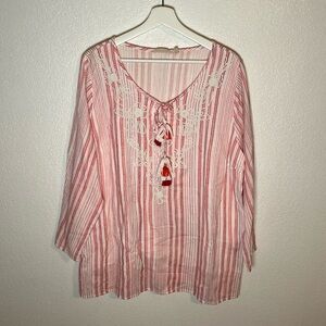 Soft Surroundings Red and White Striped Tunic